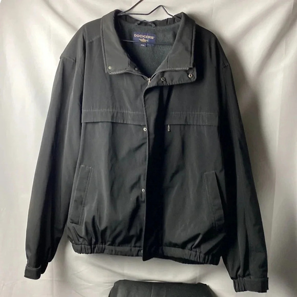 DOCKERS MENS SIZE XXL BLACK-JACKET FLEECE LINED  ZIP SNAP FRONT CLOSURE - Picture 2 of 15